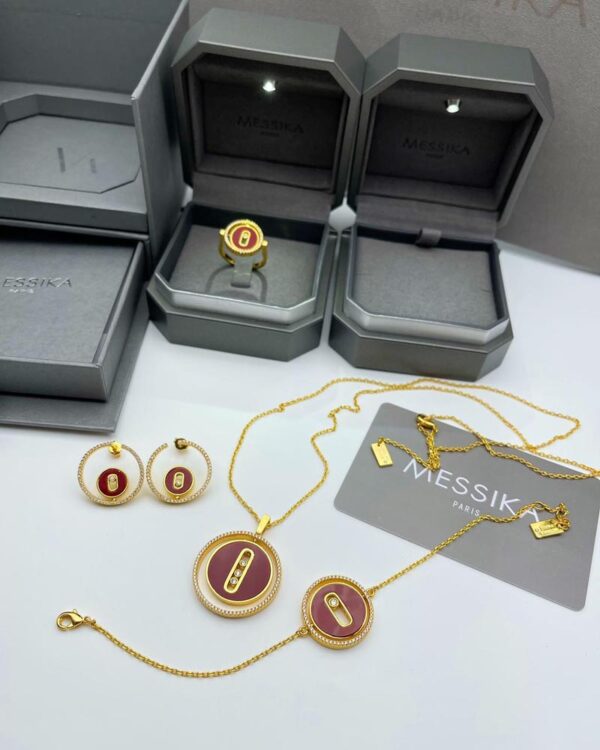 Luxury Messika Jewelry Set (Neckless + Bracelet + Earrings + Ring) - Image 2