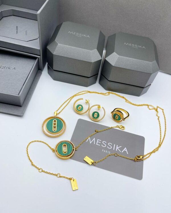 Luxury Messika Jewelry Set (Neckless + Bracelet + Earrings + Ring) - Image 3